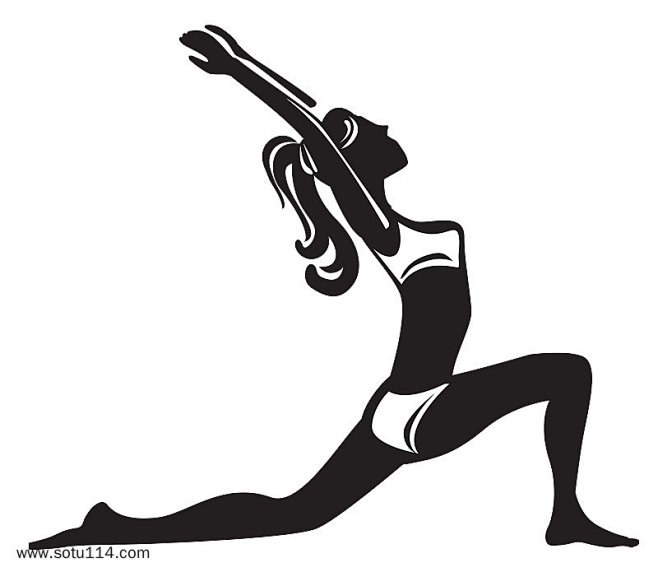 腰部腿部拉伸女孩瑜伽动作剪影