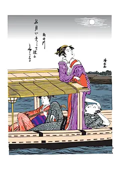 艺伎浮世绘风景插画