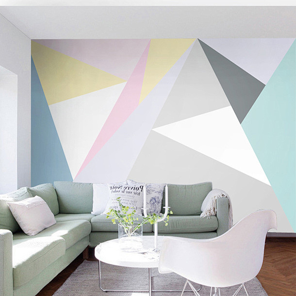现代简约抽象几何图形墙纸北欧宜家卧室客厅...