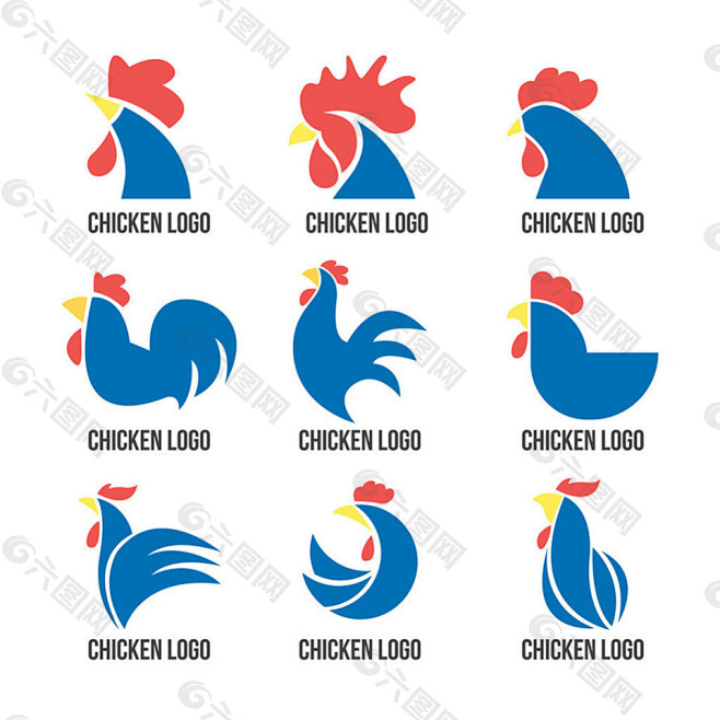 各种蓝色公鸡标志logo矢量素材