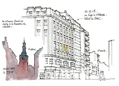 国外住宅楼外立面写生