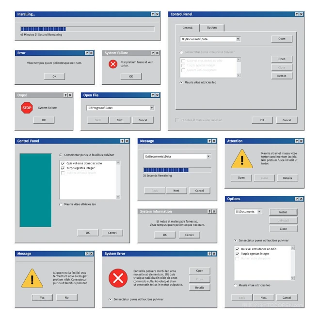 电脑windows98风格系统弹出窗口框警告图标文件夹eps矢量弹窗素材 (10)-花瓣网