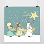 轻艺术 可爱童趣 白色圣诞可爱清新手绘图片儿童海报定制装饰画芯 #圣诞节# #儿童房# #小圣人# #绿色# 