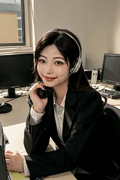 头戴式耳机女性客服人物肖像摄影图