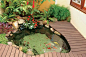 The deck gives this pond a very inviting and finished look. The deck also gives close access to hand feeding the fish!: 