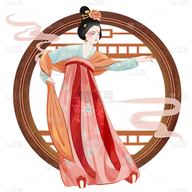 中国风-国潮古风女性人物插画1