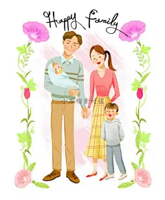 全家福父亲节母亲节夫妻亲子家庭插图插画海报PSD设计素材psd287-淘宝网