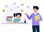 Male teacher and girl studying. Concept illustration for school, education. Vector illustration in flat styleVector illustration in flat style