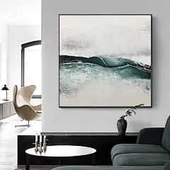 纯手绘油画现代简约轻奢壁画客厅玄关装饰画双拼设计ins风格挂画-tmall.com天猫