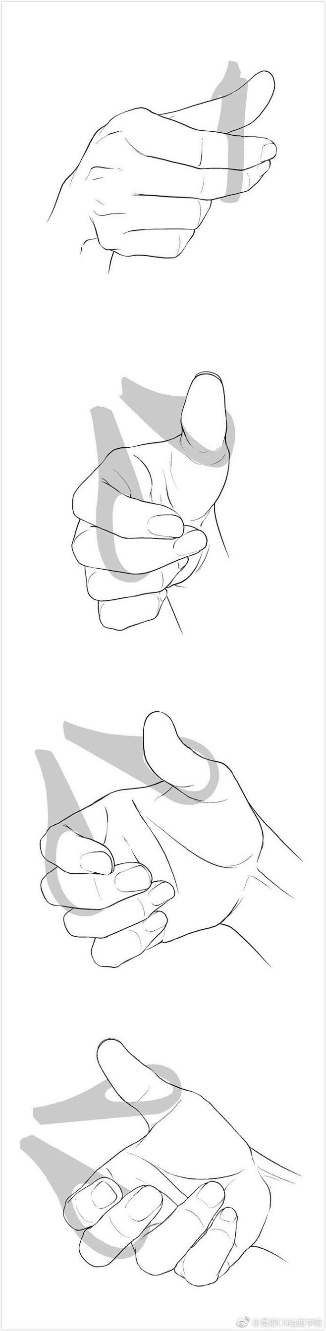 #绘画参考# 手拿剪刀的多角度动作姿态图...