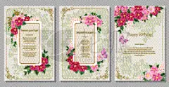 collection greeting cards with cute flora for