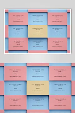 英文字母粉色卡片名片排版样机