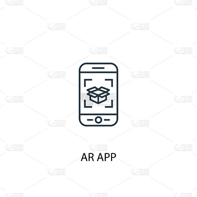 AR应用概念线图标。简单元素说明