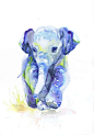 Original Art Baby Elephant, Watercolor Painting, Baby Boy Nursery Decor, Girl, Wall art, baby Gift ideas, Animal Watercolour   Original watercolor