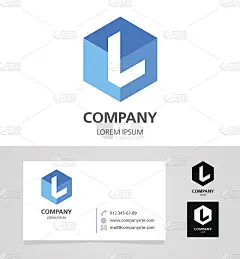 字母L -会徽设计元素与名片-插图