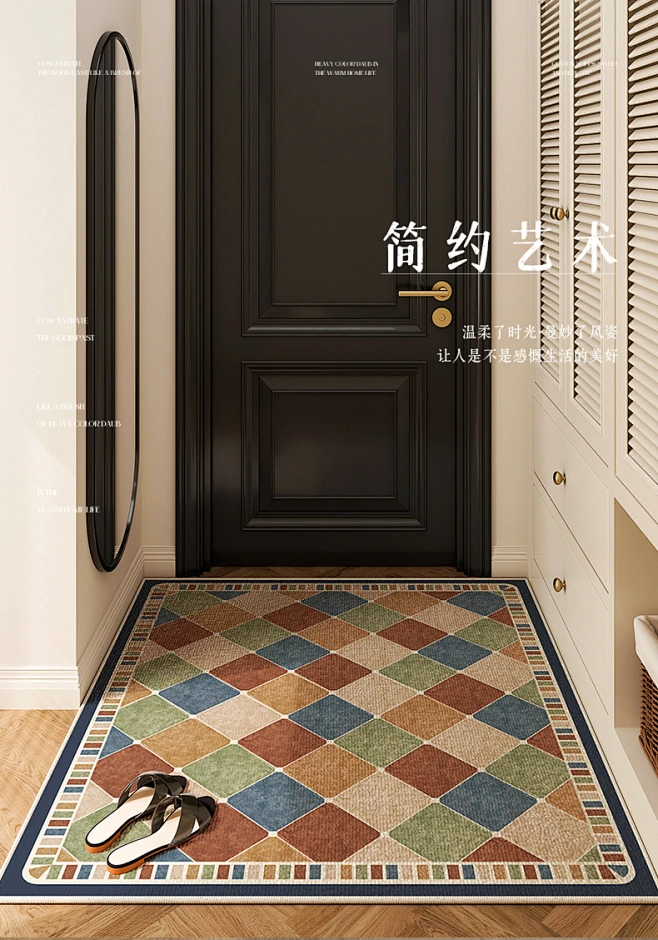 美式高级感入户门地垫进门门口室内门垫脚垫入门玄关大门门前地毯-tmall.com天猫-花瓣网