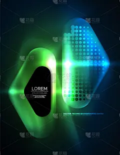 发光的镜头光晕，明亮的彩色技术背景