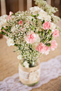 Pink Carnation and Baby's Breath Centerpieces