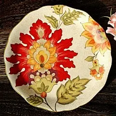美克美家风格/法式乡村陶瓷餐具/爱丽丝圆形波浪装饰盘/西餐盘