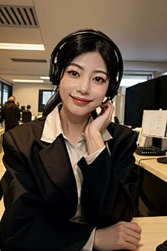 呼叫中心女性客服人物肖像摄影图