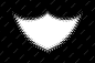 White halftone distort logo Vector technology emblem Halftone dot curved gradient texture background