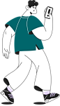 man with phone in hand Illustration in PNG, SVG