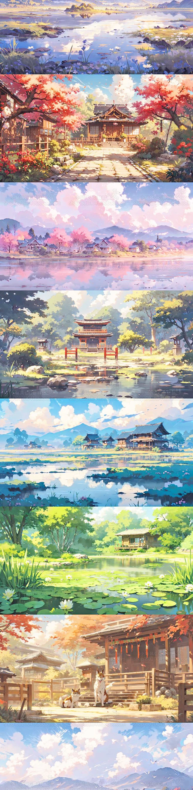 AI日系风光场景素材 影视游戏场景插画设计 背景绘画临摹参考图集-花瓣网