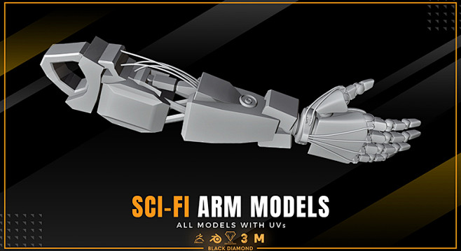 10款科幻机械手臂模型硬表面机器人手模型...