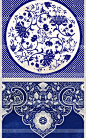 中式民族风蓝色青花纹瓷器背景底纹图案矢量图片包装平面设计素材