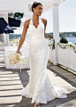 Allover Beaded Lace with Illusion Halter Neckline