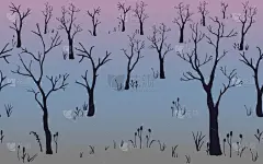 trees winter christmas landscape background with