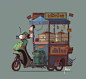 Asian Food. Game art : The task was to draw transport to the Asian food for the game.I drew a van carrying ramen soup and a motorcycle with Thai food.It was a very interesting project!