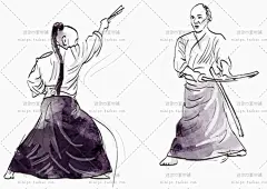103号水墨古风武侠武术柔道相扑拳击运动插画AI矢量设计素材图片-淘宝网