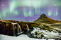 北极光,冰岛国,极光,冻原,水,公园,水平画幅,山,雪,无人