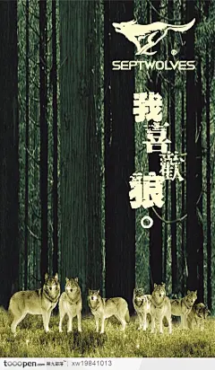 七匹狼狼草地动物野兽设计海报品牌广告