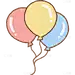 生日祝福气球可爱粗糙描边插画装饰贴纸