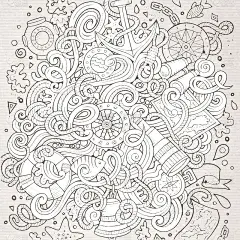 航海卡通涂鸦插图