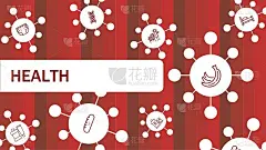 摘要健康背景。带图标的医学词汇。医学概念。矢量插图。卫生保健