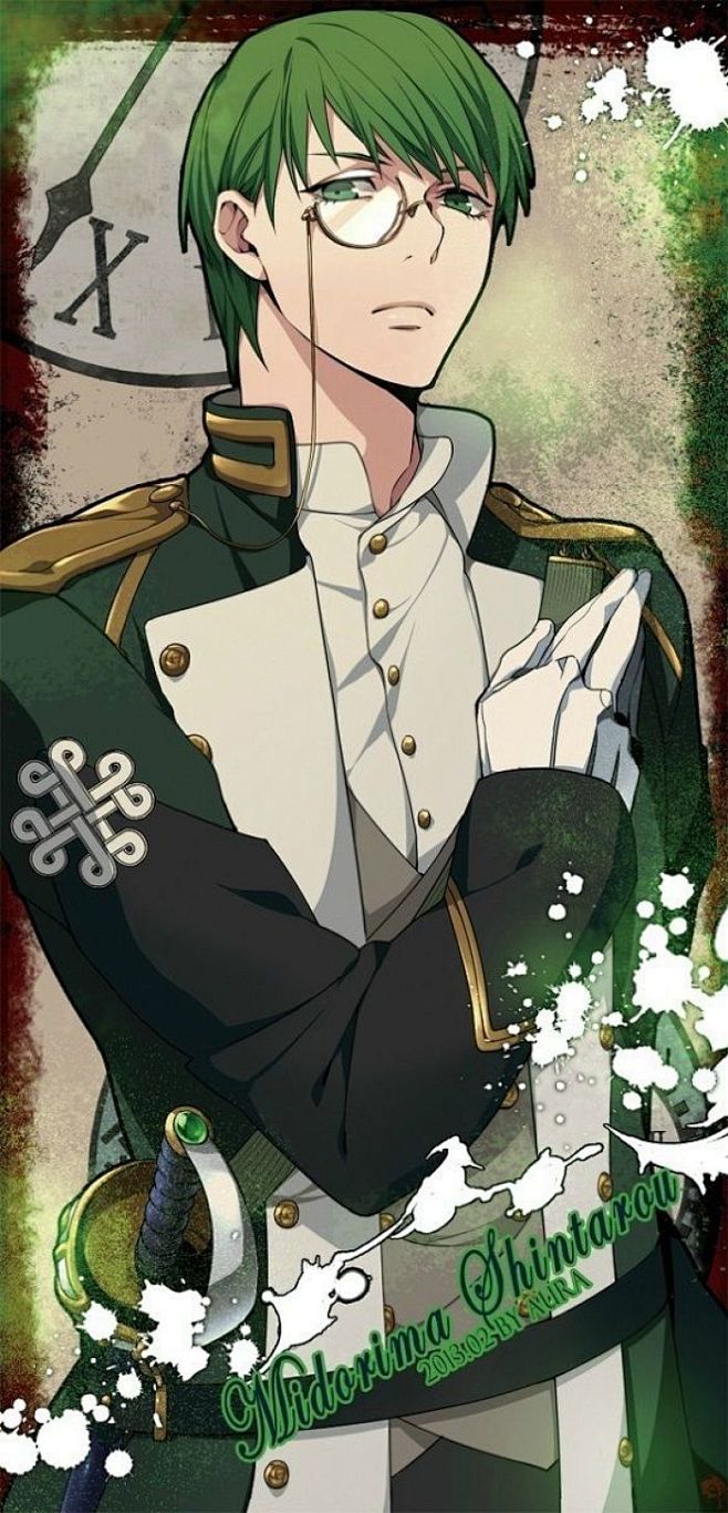 黑子的篮球绿间真太郎军装动漫制服二次元同人插画美少年套图漫画帅哥