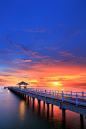 Wooded bridge : Wooded bridge in the beach island port between sunrise.