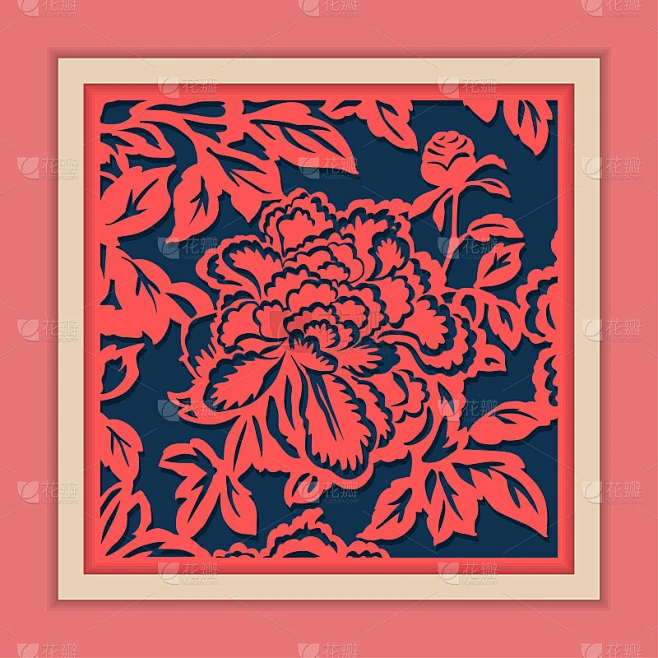 Vector Traditional Framed Chinese Paper Cutting Ar素材-花瓣网