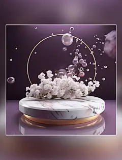 紫色创意3D展台展示产品图数字作品AI作品数字插画