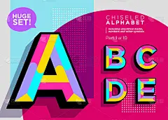 向量马赛克排版。变形几何类型。时尚的多边形字体设计的音乐海报，俱乐部传单，节日邀请，游戏设计。复古的