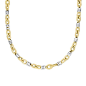 14kt 18 inches Yellow+White Gold Shiny 8.9mm Yellow Marquis Link+Round White Rings Fancy Necklace with Lobster Clasp