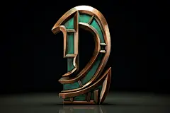 字母D复古酷炫立体古董仿文物字母模型图片