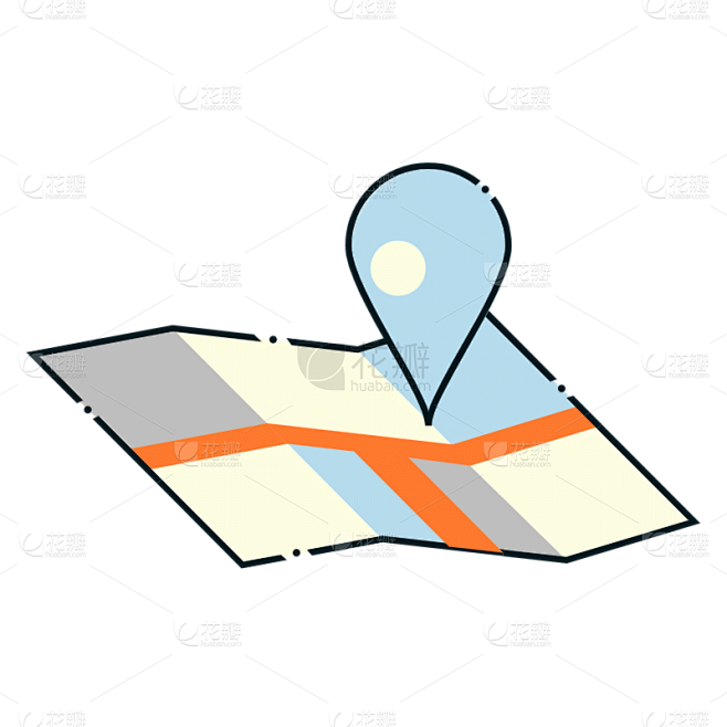 矢量-简笔画旅游元素-地图
