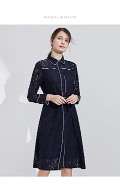ISAYIDO/傲丝度2019冬装新款时尚休闲棉质方领蕾丝碎花连衣裙-tmall.com天猫