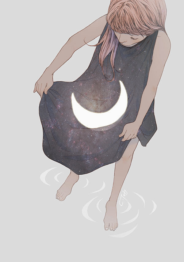 印度尼西亚插画艺术家cynthiatedy一组唯美人像插画艺术