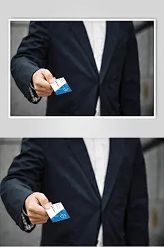 长方形西服商务名片展示场景样机