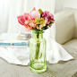 现代美式风格 高蒂清新绿色透明玻璃花瓶水培 露莲花束整体花艺